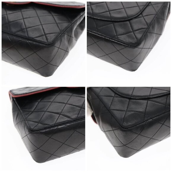 CHANEL Matelasse Turn Lock Chain Hand Bag Lamb Skin Black Gold CC Auth - Picture 16 of 16